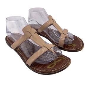 Sam Edelman Kira Beige Vegan Patent Leather Sandal Size 8.5